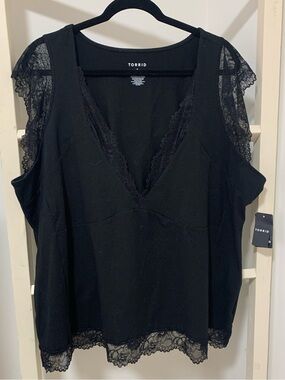 torrid Black Lace-Trim V-Neck Camisole